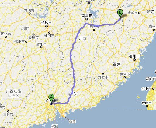 广州到三清山自驾游线路图