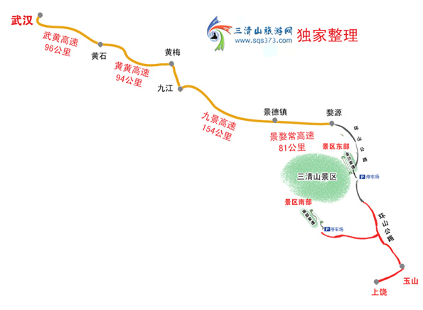 自驾车线路：从武汉出发来景区线路